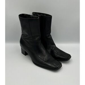 Vintage Y2K Pesaro Square Toe Brown Leather Ankle Boots Women's 6M Retro Classy